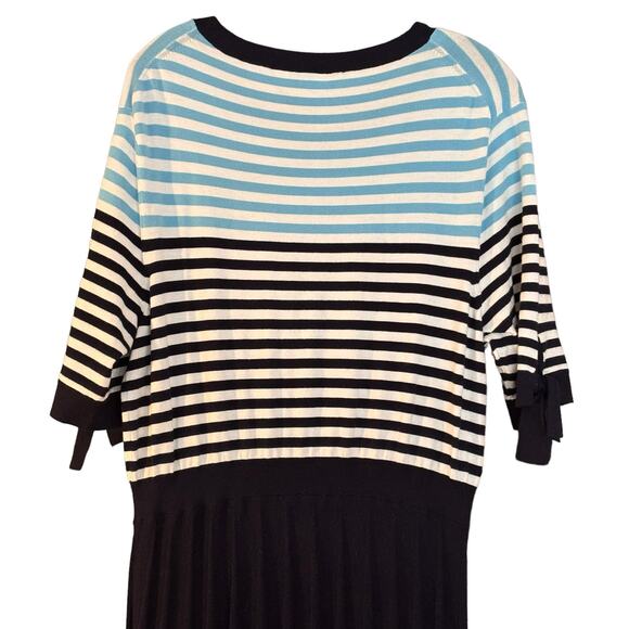 Draper James Sailer stripe Knit Pleated Dress Blue Shortsleeve A-line - Picture 8 of 12